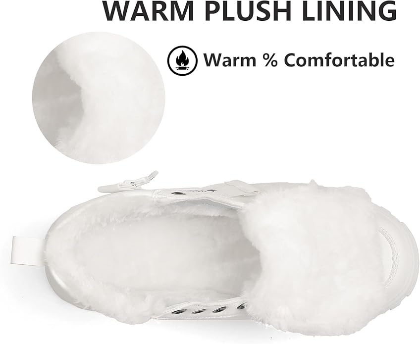 Womens Snow Boots Warm Winter Boots Ladies Fur Lined Ankle Boots Lace Up Outdoor Booties Anti-Slip Sneakers Waterproof Walking Shoes