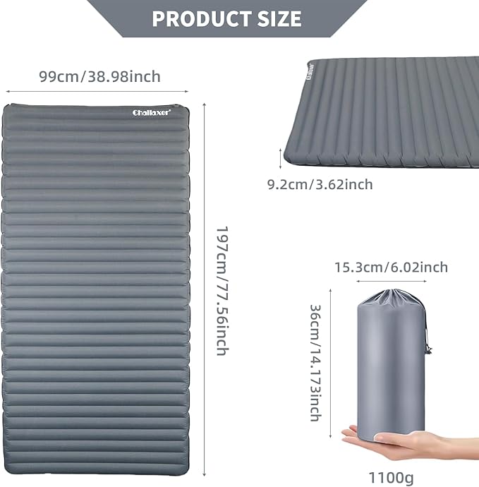 Ultralight Inflatable Sleeping Pad for Camping & Backpacking – R-Value 5.8 Insulated Sleeping Pad with Pump Sack & Storage Bag, Non-Slip 77.5”x39