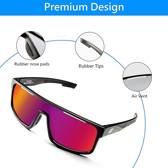 Outdoor Sports Polarized wrap around Cycling Sunglasses for Men & Women TR90 Frame UV Protection for fishing