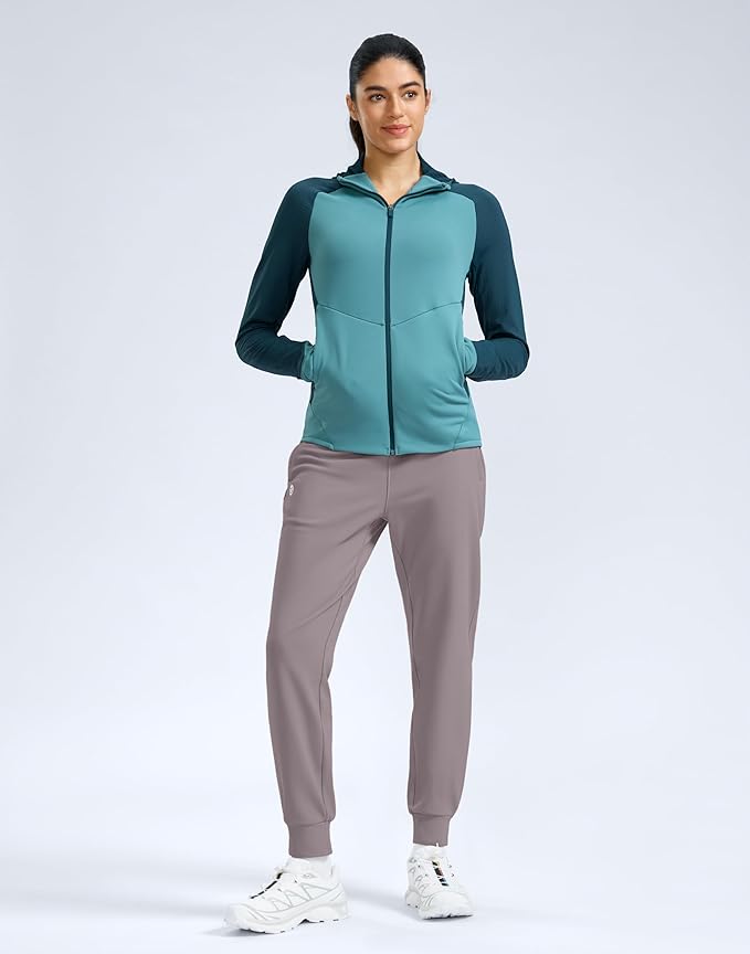 G Gradual Women's Fleece Lined Joggers Water Resistant Hiking Pants High Waisted Winter Thermal Sweatpants 3 Zipper Pockets