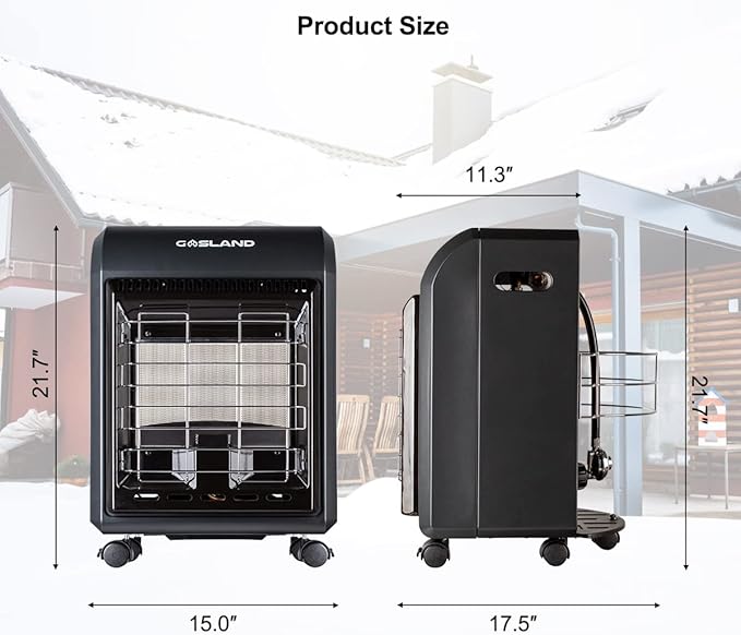 Gasland MHA18BN Propane Radiant heater, 18,000 BTU Warm Area up to 450 sq. ft, Portable LP Gas Heater for Garages, Workshops and Construction Sites, Ultra Quiet Propane Heater with LP Regulator Hose