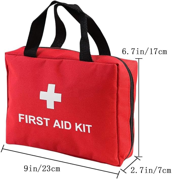 AOUTACC 2 Pack Nylon First Aid Empty Kit,Compact and Lightweight First Aid Bag for Emergency at Home, Office, Car, Outdoors, Boat, Camping, Hiking(Bag Only) (2 Pack Red With Handles)