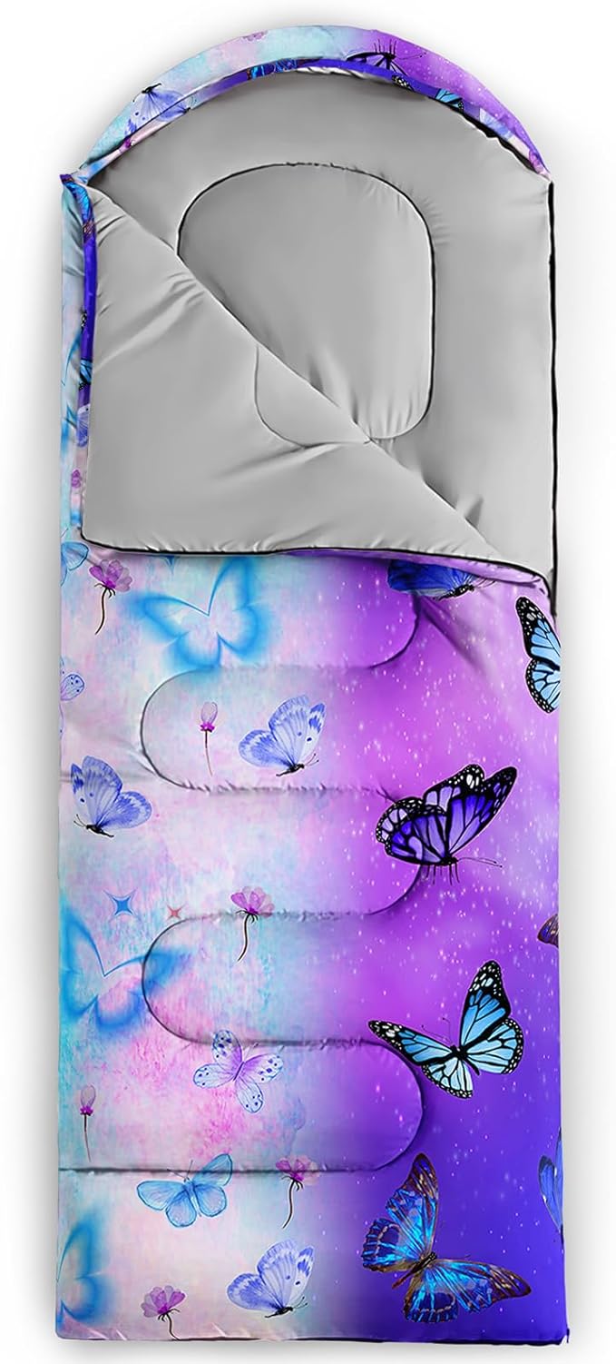 AILONEN Outer Space Astronaut Camping Sleeping Bags,Lightweight & Waterproof,3 Season Warm & Cool Weather,Cartoon Sleeping Bags for Kids,Boys Girls Travelling,Outdoors