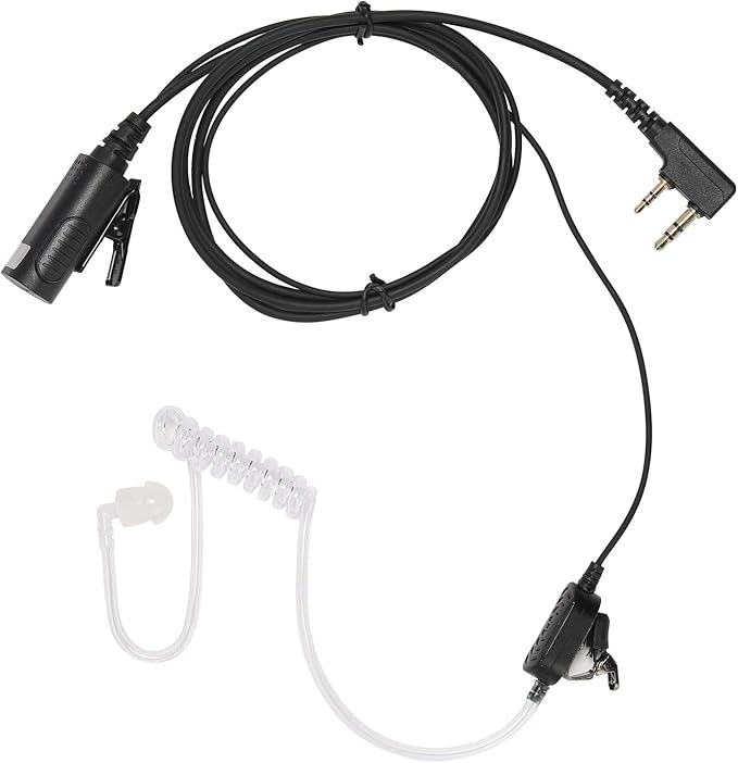 Earpiece Surveillance Kit Compatible with BaoFeng, BTECH, Kenwood Walkie Talkie with PTT Mic Headset Accessories (Acoustic Tube)