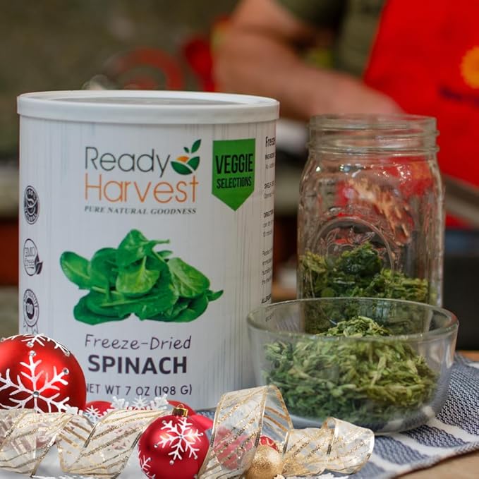 Ready Harvest Freeze Dried Food - Spinach | Emergency Vegetables | Camping Essentials | #10 Can | 25-Year Shelf Life | Cans Filled to the Top
