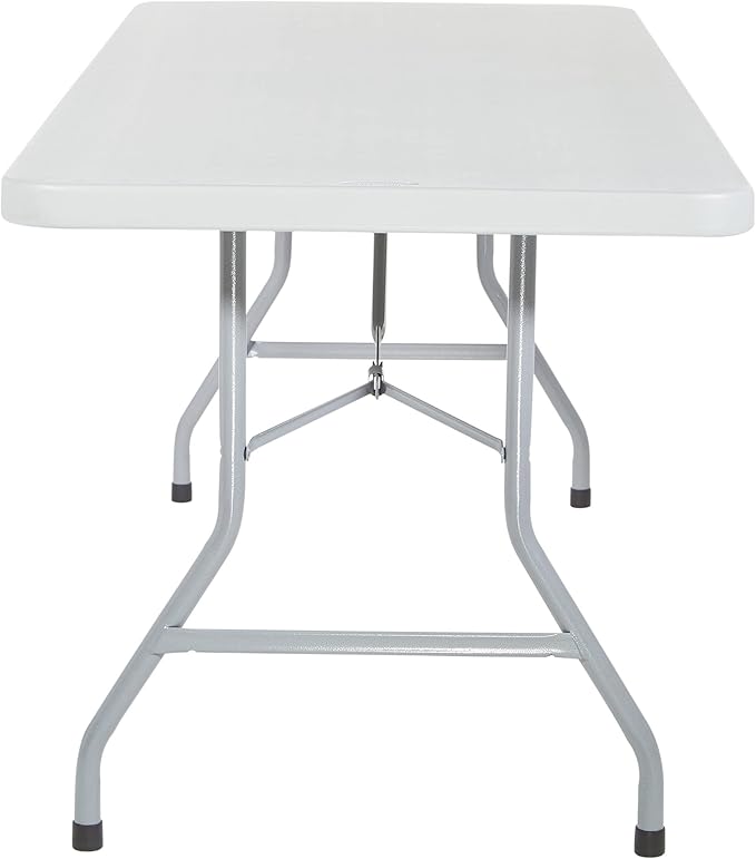 Office Star Resin Multipurpose Rectangle Folding Table for Indoor or Outdoor Use, 6 Feet Light Gray