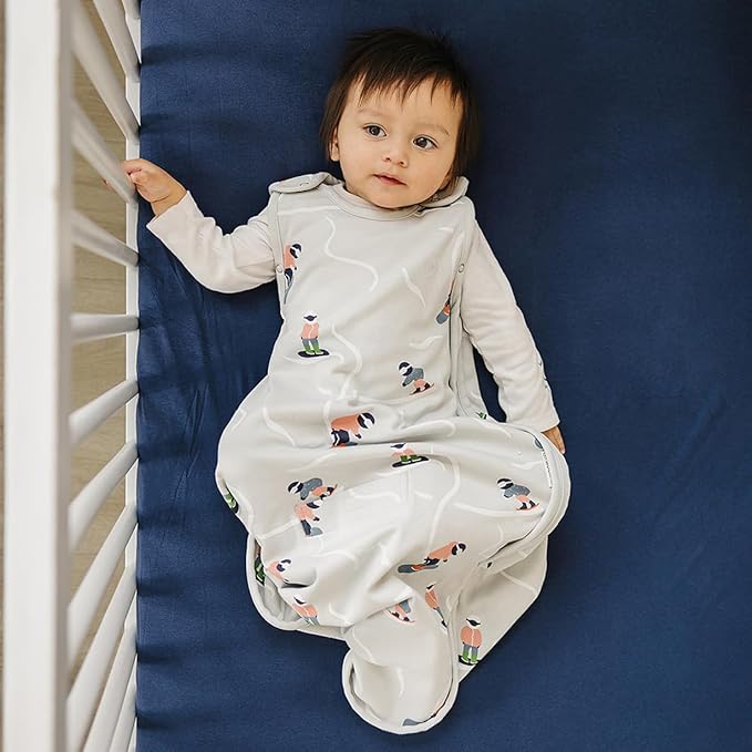 Woolino 4 Season Sleep Sack - Ultimate Merino Wool Sleeping Bag - Two-Way Zipper Adjustable Universal Size Sleep Sack for Baby (2-24 Months) - Snowboarder