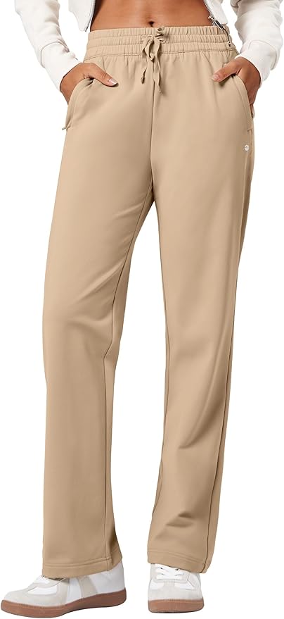 Willit Women's Fleece Lined Pants with Zipper Pockets Winter Thermal Warm Hiking Straight Leg Pants 27"/29"/31"