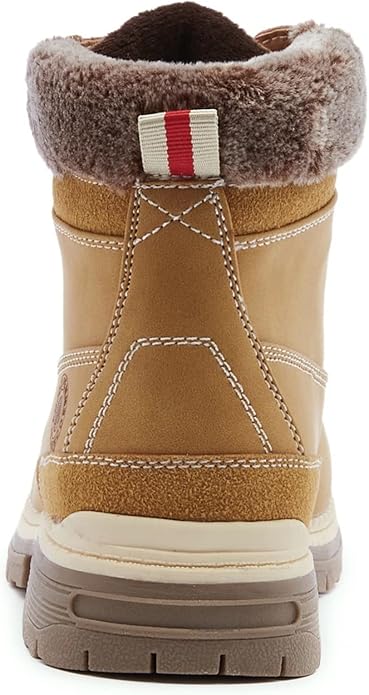ANJOUFEMME Womens Hiking Snow Winter Boots - Waterproof Work Ankle Boots for Women Comfortable Warm Fur Boots for Backpacking Cycling