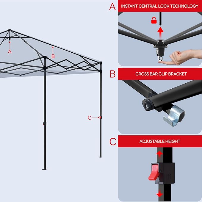 10x10 Pop Up Canopy Tent,Outdoor Canopy for Beach Tent with Sidewalls,Heavy Duty Easy Pop up Canopy Tent for Party Tent,Camping,Markets,Events,Parties. (Black, 10x10 FT)
