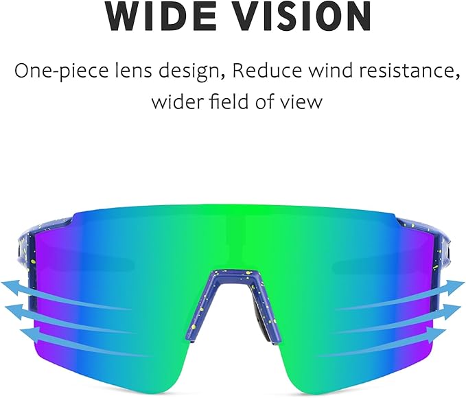 OULAIQI Cycling Sunglasses Polarized Sunglasses for Cycling Men Women with 1 Lens or 3 Interchangeable Lens Baseball Glasses