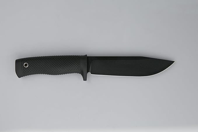 Tactical Fixed Blade Knife, 5.87 inch Blade, 4.65 inch Kray-Ex Handle, Stonewashed 420 Stainless Steel, with Secure-Ex Sheath for Outdoor Camping Hunting Survival (B-Black)
