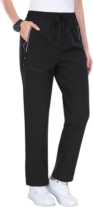 MoFiz Women's Waterproof Insulated Snow Pants Fleece Lined Winter Ski Hiking Pants Warm Outdoor Softshell with Elastic Waist