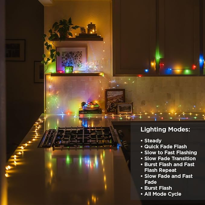 LuminAID LED String Lights - 2-Pack of 32ft USB Lights with 100 LED Bulbs per Strand - Warm White and Multicolor with 8 Modes - Perfect for Camping, Backyard, Patio, Power Outages, Indoor & Outdoor