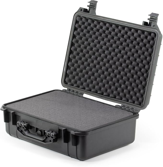 Waterproof Hard Case - Crushproof & Dustproof - Foam Protection - Pressure Equalization Valve - Portable Protective Storage Box for Travel, Hunting, Military, Tactical - 19-Inch (Black)