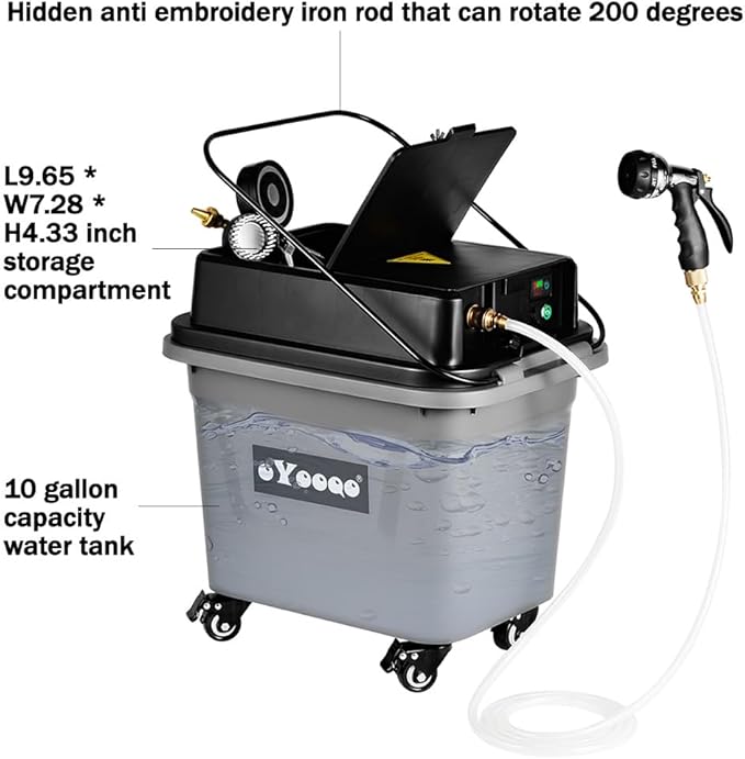 Multi Functional Cleaning Equipment 10-Gallon Water Tank: Outdoor Portable Shower, Car Washing, Pet Bathing,Watering Flowers- with Battery Display,Wheels, Handles, Storage Box