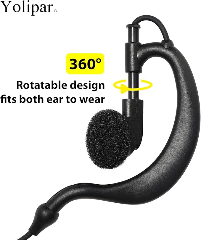 Earpiece Surveillance Kit Compatible with BaoFeng, BTECH, Kenwood Walkie Talkie with PTT Mic Headset Accessories (G-Shaped)