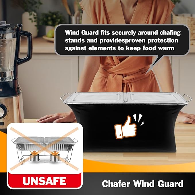 2-Pack Chafer Wind Guard by Peurif,Chafer Stand Cover,Chaffing Buffet Decorative Food Warmer,Flame Retardant Fabric for Parties Buffet,Cover for Indoor & Outdoor Events,Party,Buffet,Catering,Camping