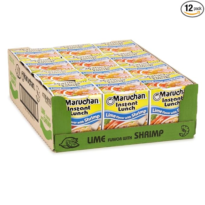 Maruchan Instant Lunch Lime with Shrimp, Ramen Noodle Soup, Microwaveable Meal, 2.25 Oz, 12 Count