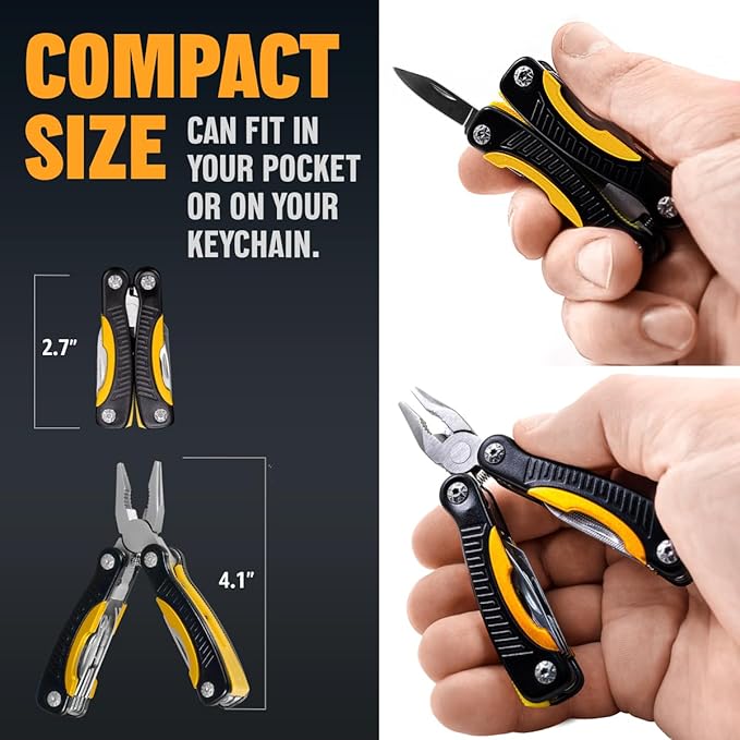 Mini Multitool Knife 12 in 1 Small Pocket Multi Tool with Knife and Pliers - Best Small Multi Purpose All in One Utility for Men & Women - Best Gear Accessory for EDC Work Camping Hiking 2229