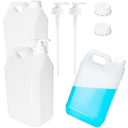 3 Pcs 1 Gallon Containers Translucent 4 Liter Storage Containers with Pump Head Bottle Cap and Handles Reusable HDPE Gallon Jugs for Water Oil Soy Sauce Detergent Liquid