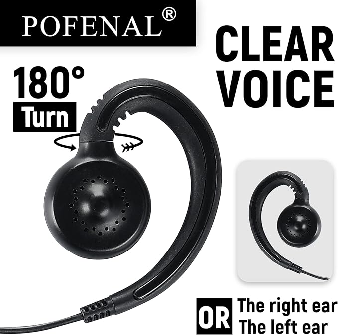 Motorola SL300 Earpiece & TLK 100 Walkie Talkie Headset | SL3500e/SL7550 Radio Headset with Mic PTT | Compatible with Motorola SL300/TLK100/SL1K/SL1M/SL4000(C-Shape, 1 Pack)