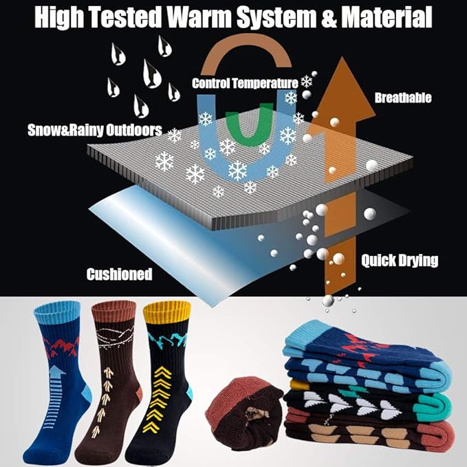Time May Tell Mens Hiking Socks Moisture Wicking Cushion Crew Socks for Terkking,Outdoor Sports,Performance 2/4 Pack