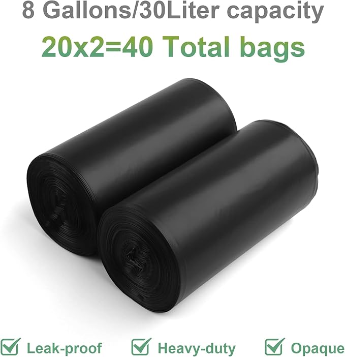 Portable Toilet Bags for Camping: 40 Liners Toilet Replacement Bags, 100% Compostable & Biodegradable, 8 Gallon Thickened Bucket Liner for Outdoor Boating Trip, Trash Bags Plastic Free