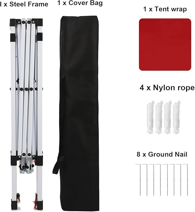 Northroad 8X8 FT Pop Up Canopy, Outdoor Instant Canopy Tent Slant Legs with Carrying Bag, Portable Gazebo Shelter for Wedding Party,Commercial Event,Patio,Garden,Beach -Red