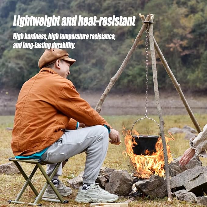 Camping Tripod Board, Turn Branches Into Stainless Steel Campfire Support Plate With Adjustable Chain For Hanging Cookware Perfect Portable Camping Gear Accessories For Outdoor Cooking(2pcs)