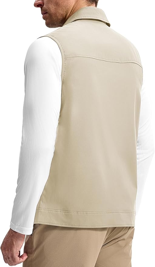 TBMPOY Men's Vest Casual Lightweight Thin Utility 3 Zip Pockets Stylish Sleeveless Jackets Summer Fall Golf Travel Business