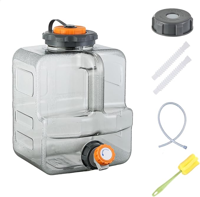 2.11-5.28 Gallon Water Jug, Camping Water Container with Spigot, No Leakage Water Tank Compatible with Electric Water Pumps, Water Bucket for Emergency Outdoor Hiking Picnic