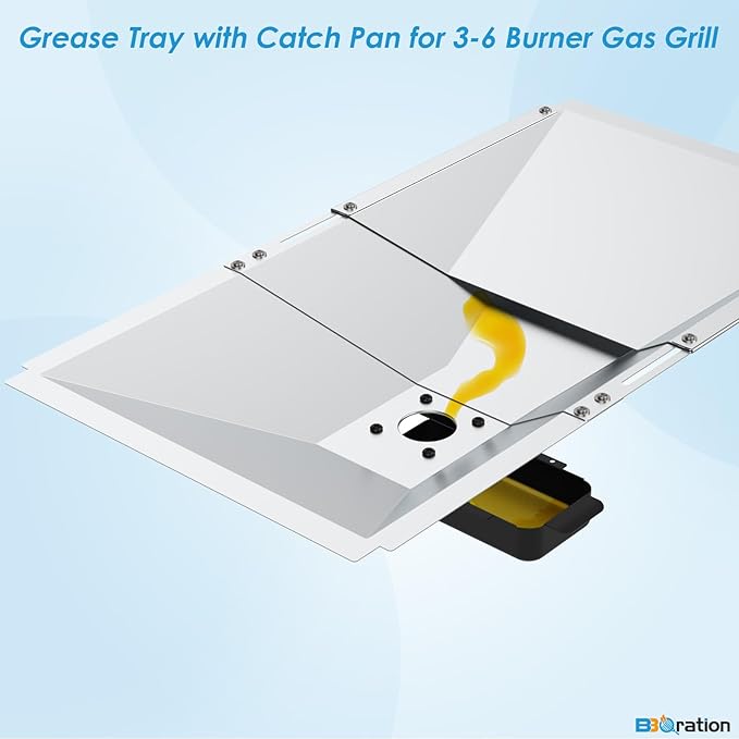Universal Grease Tray with Catch Pan for Nexgrill Replacement Parts 720-0830H 720-0882A, Charbroil, Dyna Glo, Kenmore, Expect Grill, Drip Pan for 3/4/5/6 Burner Gas Grill Grease Tray Replacement