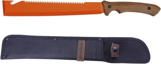Machete for Cutting Trees Heavy Duty with Saw 19" Survival Knife Serrated Blade - Full Tang Machetes with Rope Cutter for Bushcraft Outdoor Hunting Garden Cutting Trees and Yard Work Orange