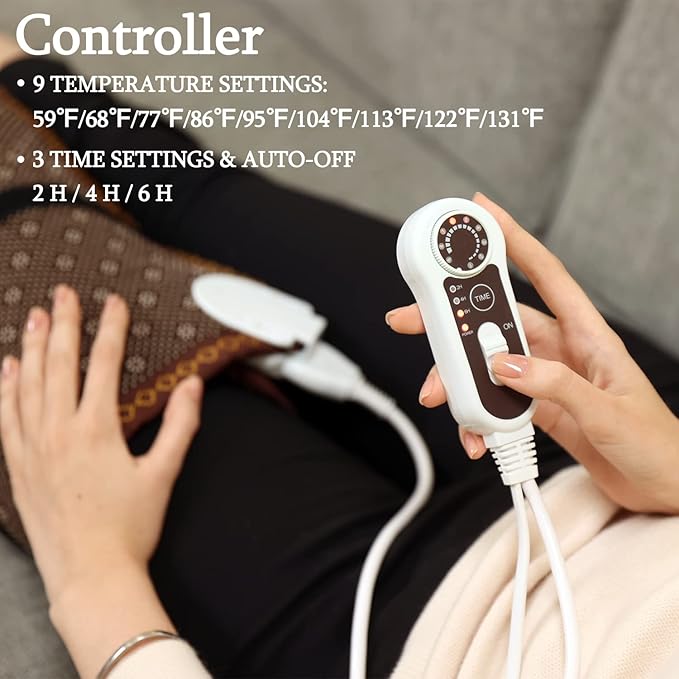 Far Infrared Heating Pad,Natural Jade and 2 Different Tourmaline Heating Pad, Electric Heating Pads for Back Neck Shoulders and Abdomen,Auto Shut Off Function,Father's Day Gifts
