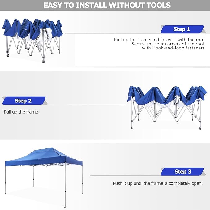 COBIZI 10x15 Pop Up Canopy with 4 Sidewall,Heavy Duty Canopy UPF 50+ All Season Wind Waterproof Commercial Outdoor Wedding Party Tents for Parties Gazebo with Carry Bag(10 x 15 ft Blue)