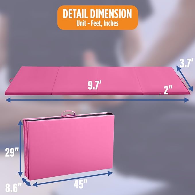 Gymnastics Mats Foldable Tumbling Mats Portable Gymnastics Exercise Mat 2'x6'/2.5'x6.4'/4'x6'/4'x8'/4'x10'/ Gymnastics Tumbling Mats Pad Home Exercise Panel Mat With Carrying Handles