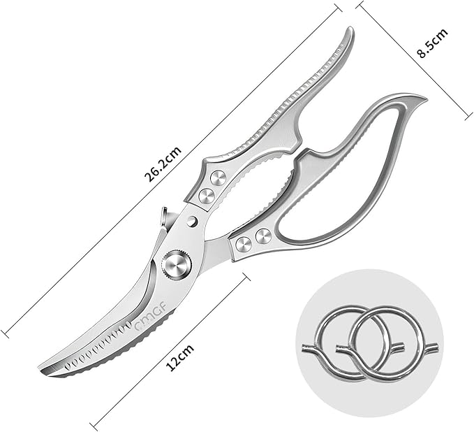 Poultry Shears, Kitchen Scissors for Food, All Purpose Heavy Duty for Chicken Wing/Thigh/Bone, Meat, Quail, Fish, Turkey, Vegetables, Stainless Steel Cooking Aid Scissors, Dishwasher Safe