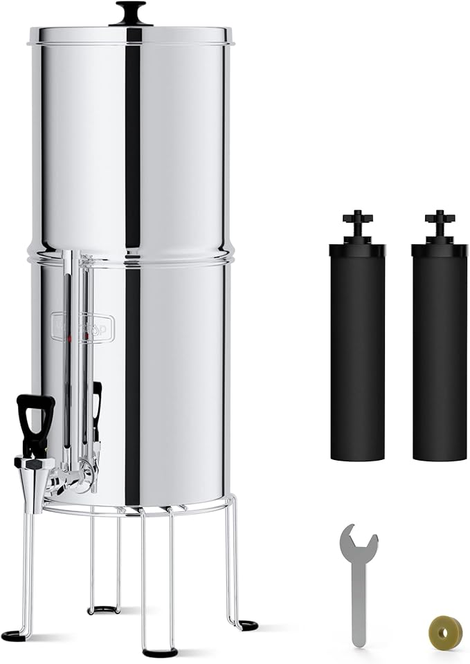 Waterdrop Water Filter System, NSF/ANSI 42&372 Standard, 2.25G Stainless-Steel System with 2 Filters, Sight Glass Spigot and Stand, Reduces Chlorine and Lead-King Tank Series, WD-TK-S