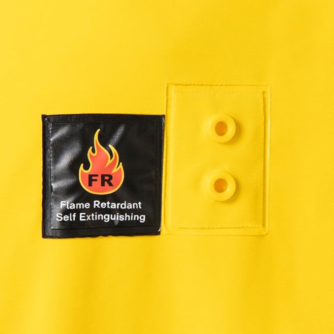 Ironwear 9221FR Flame Retardant Rain Jacket Riding Coat with Detachable Hood and Vented Back Yellow