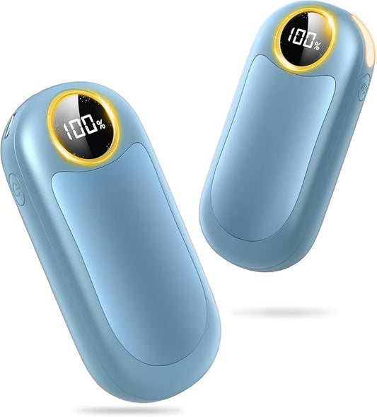 Hand Warmers Rechargeable 2 Pack, Dual Sided Electric Hand Warmer, 20Hrs Warmth, 8 Heating Mode, Portable Charging Pocket Heater for Men, Women, Raynauds, Camp, Hunting, Golf