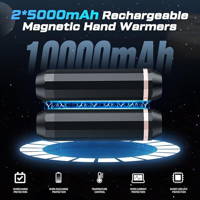 3-in-1 Hand Warmers Rechargeable 10000mAh, Electric Hand Warmer with Power Bank, Flashlight, 2 Pack 360°Heating Portable Pocket Heater, Gifts for Men, Women, Hunting, Camping Accessories