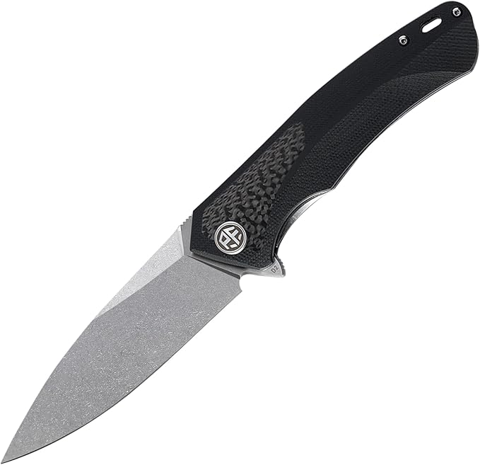 Petrified fish PF838 3.74" D2 steel folding knife outdoor tactical pocket knives G10 handle camping hunting Cutter EDC tool (White Stonewash, White Stonewash)