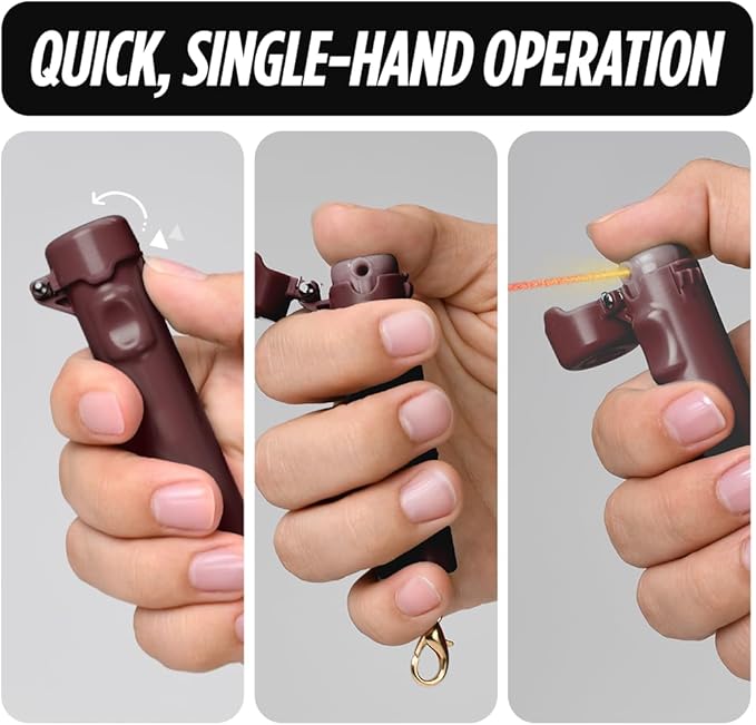 Guard Dog Security Packin' Heat, World’s Smallest Pepper Spray Self Defense for Women, Police Strength with Keychain Snap Clip, Compact Design, Long Range, UV Dye, Push-Button Safety Cap