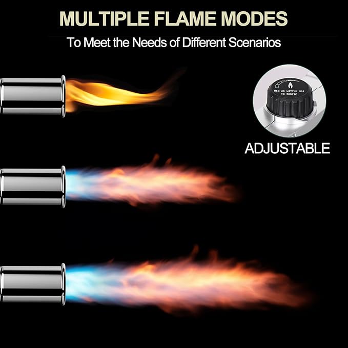 Semlos Propane Torch Head, Powerful Flame Thrower Gun, Adjustable Charcoal Lighter, Searing Torch for BBQ, Camping, Welding (Propane Tank Not Included)