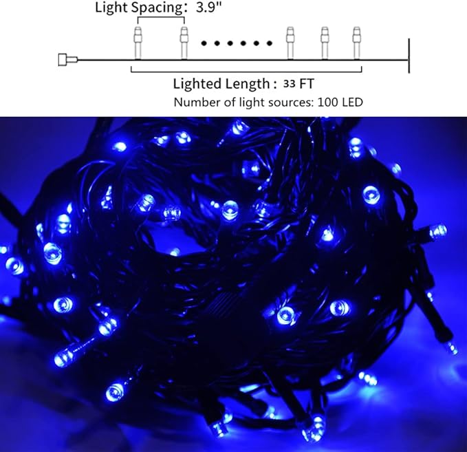33ft 12V Low Voltage String Lights-Low Voltage Landscape Lights-Works with Landscape Lighting Systems -for Indoor Outdoor Xmas Tree Wedding Party Decoration(Blue)