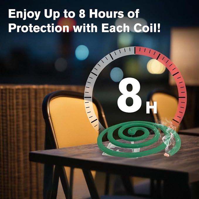 24 Mosquito Coils with 6 Metal Stands, 6-8 Hours/Burn Mosquito Repellent Outdoor Patio, Garden, Camping & Backyard Mosquitoes Repelling, Natural Mosquito Repellent Coils Safe for Kids & Pets