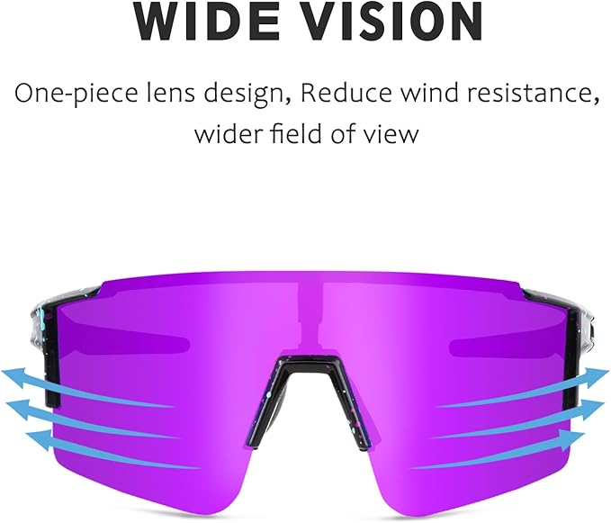 OULAIQI Cycling Sunglasses Polarized Sunglasses for Cycling Men Women with 1 Lens or 3 Interchangeable Lens Baseball Glasses