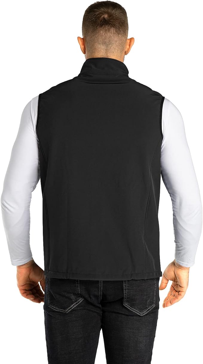 33,000ft Men's Lightweight Softshell Vest Outerwear Zip Up Fleece Lined Windproof Sleeveless Jacket for Golf Running Hiking