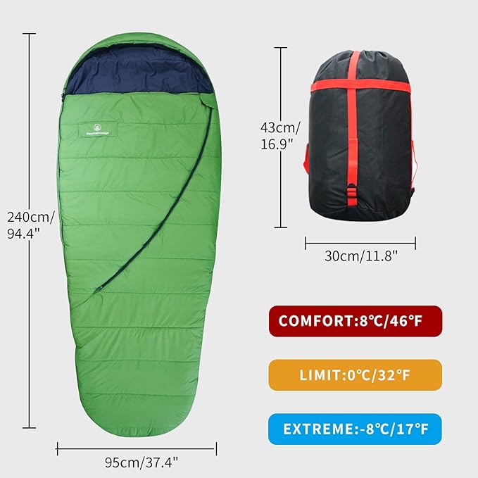 Balance Sleeping Bag for Adult,Cold&Warm Weather with Compression Sack and Water Resistant for Family Camping,Travel and Car Camping